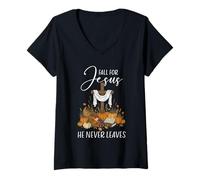 Mujer Christian Thanksgiving Me enamoro de Jesús Que Nunca se va Camiseta Cuello V