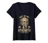 Mujer Christian Workout Not by My Strength But His Men's Gym Camiseta Cuello V
