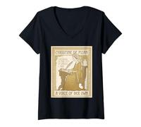 Mujer Christine de Pizan - Escritora Francesa Medieval Francia Historia Camiseta Cuello V