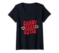 Mujer Christmas Candy Cane Cutie Camiseta Cuello V