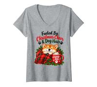Mujer Christmas Cheer and Dog Hair Cozy Shiba Inu Cocoa Nights Camiseta Cuello V