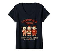 Mujer Christmas Crew Creando Recuerdos Juntos, Familia, Divertidos Osos Camiseta Cuello V