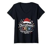 Mujer Christmas Crew Making Memories Fun Xmas Family Gathering Camiseta Cuello V