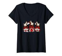 Mujer Christmas GNOME Matching Family with Hot Cocoa Cup Cute Xmas Camiseta Cuello V