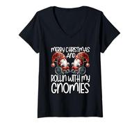 Mujer Christmas GNOME Saying For Senior Citizens Wheelchair Santa Camiseta Cuello V