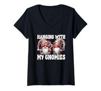 Mujer Christmas Gnomes For Xmas Family Hanging with My Gnomies Camiseta Cuello V