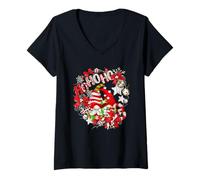 Mujer Christmas Gnomes For Xmas Holidays with Cute Santa Hohoho Camiseta Cuello V