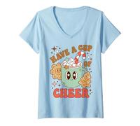 Mujer Christmas Hot Cocoa Have A Cup of Cheer Holiday Camiseta Cuello V