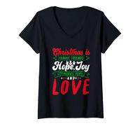 Mujer Christmas Is Family, Friends Love Memories Funny Xmas Camiseta Cuello V