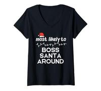 Mujer Christmas Most Probable Boss Santa Xmas Match Mujeres Hombres Niños Camiseta Cuello V