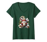 Mujer Christmas Mug and Hot Cocoa GNOME For Women Kids Cute Xmas Camiseta Cuello V