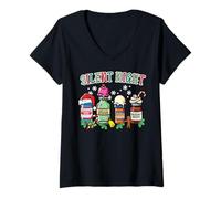 Mujer Christmas Nurse Silent Night Propofol Xmas Scrub Top Mujer Camiseta Cuello V