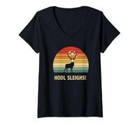 Mujer Christmas sats blockchain finanzas navideñas invierte Bitcoin Camiseta Cuello V