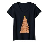Mujer Christmas Tree Capybara Camiseta Cuello V