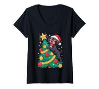 Mujer Christmas Tree Portuguese Water Dog Sunglasses Portie Camiseta Cuello V