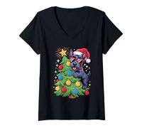 Mujer Christmas Tree Scottish Terrier Sunglasses Scottie Terriers Camiseta Cuello V