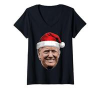 Mujer Christmas Trump Face Santa Funny Xmas Meme Hombres Mujeres Niños Camiseta Cuello V