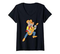 Mujer Chuck E. Cheese Cowboy Chuck E. Playing Guitar Distressed Camiseta Cuello V
