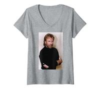 Mujer Chuck Norris Actor & Experto en Artes Marciales Walker Texas Ranger Camiseta Cuello V