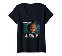 Mujer Chucky All Torn Up Creepy Smile Camiseta Cuello V