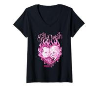 Mujer Chucky and Tiffany Till Death Flaming Heart Camiseta Cuello V