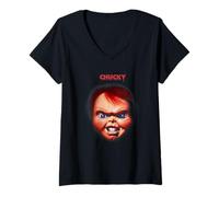 Mujer Chucky Angry Face Close-Up Camiseta Cuello V