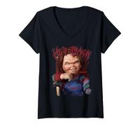 Mujer Chucky He’s Back Classic Good Guy Doll Camiseta Cuello V