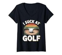 Mujer Chupo En Golf Loser Papá Broma Sarcástica Golfing Camiseta Cuello V