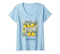 Mujer Ciao Amore Italia Limones La Dolce Vita Gráfico Camiseta Cuello V