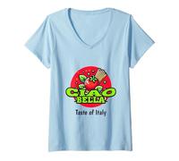 Mujer Ciao Bella Comida Italiana Diversión Sabor de Italia Diseño Camiseta Cuello V