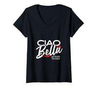 Mujer Ciao Bella Italian Travel Red Accent Let's Italy Design Camiseta Cuello V