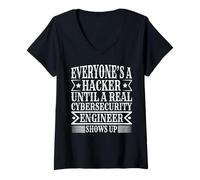 Mujer Ciberseguridad IT Analista Hacker Programador Hacking Diseño Camiseta Cuello V