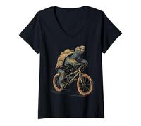 Mujer Ciclismo Aldabra Tortuga Gigante Montar MTB Bike TEEMONGOUS Camiseta Cuello V