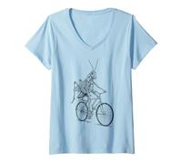 Mujer Ciclismo Bicicleta Saltamontes Vintage Ciclista Divertido Ciclista Camiseta Cuello V