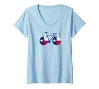 Mujer Ciclismo con Bandera Camiseta Cuello V