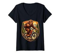 Mujer Ciclista de montaña Sasquatch, Shaka, Amante del Descenso Camiseta Cuello V