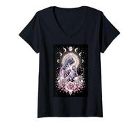 Mujer Ciclo Lunar de la Maternidad Celestial floración de la Flor Camiseta Cuello V