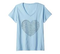 Mujer Ciencia Doodle Corazón Física Química Biología Camiseta Cuello V