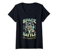 Mujer Ciencia ficción Batalla Espacial Guerra galáctica Astronauta Camiseta Cuello V