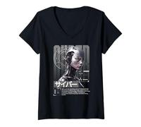 Mujer Ciencia ficción Ciber EVA 02 Tecnología de existencia Humana Camiseta Cuello V