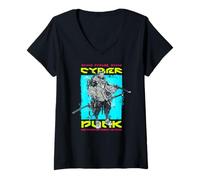 Mujer Ciencia ficción Cyberpunk Cyber Punk Reescribe el Futuro Camiseta Cuello V