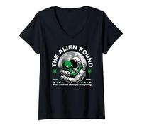 Mujer Ciencia ficción El alienígena encontró el Primer Contacto lo Cambia Todo Camiseta Cuello V