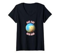 Mujer Ciencia Negro Azul Rojo Marte Terraforming Cartografía Camiseta Cuello V