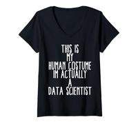 Mujer Científico de Datos Divertido Aprendizaje automático Ai Big Data Science Camiseta Cuello V