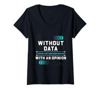 Mujer Científico de Datos Humor sin Datos Estadísticas Analítica Camiseta Cuello V