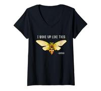 Mujer Cigarra Me desperté así Franz Kafka Insect Beetle Bugs Camiseta Cuello V