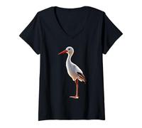 Mujer Cigüeña Blanca Cigüeña Gigante Cigüeñas Camiseta Cuello V