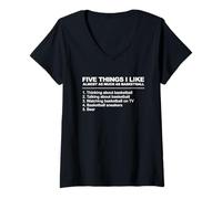 Mujer Cinco cosas de baloncesto Camiseta Cuello V
