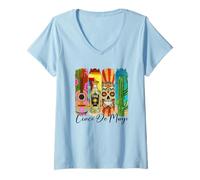 Mujer Cinco De Mayo Calavera Tequila Cactus Guitarra Arte Camiseta Cuello V