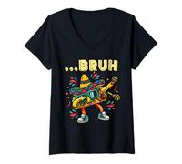 Mujer Cinco de Mayo Dabbing Taco Bruh Funny Fiesta Mexican Party Camiseta Cuello V